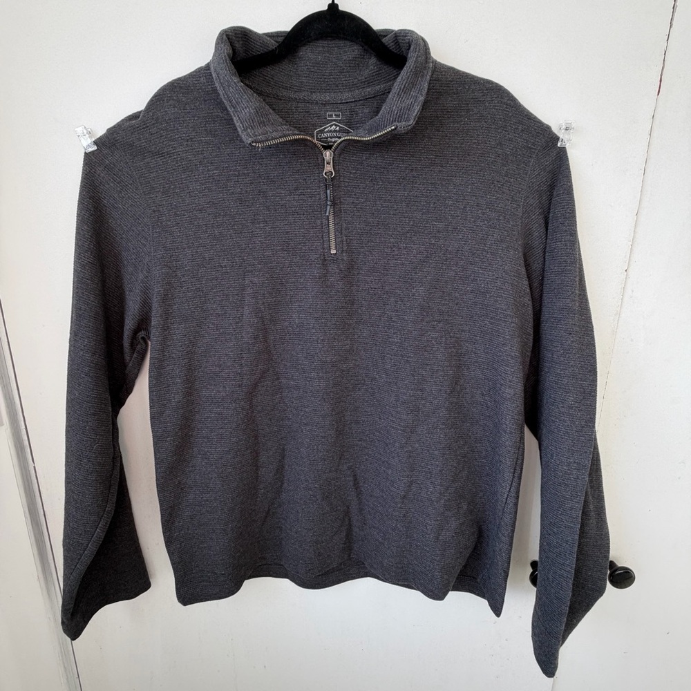 Canyon Guide Charcoal 1/4 Zip Pullover Sweater Size Large Cozy Outdoors